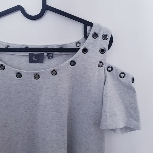 Strazzi Open Shoulder Grey Top - Picture 7 of 8